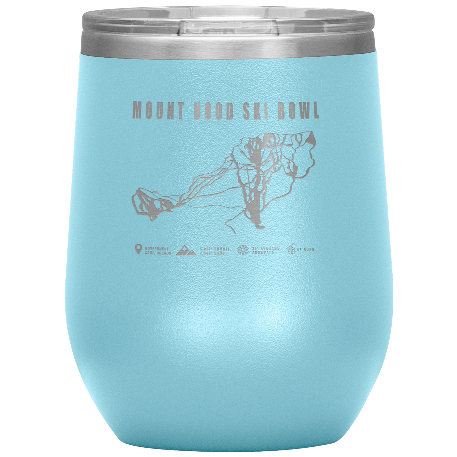 Mount Hood Ski Bowl, Oregon Ski Trail Map Wine 12oz Tumbler - Powderaddicts