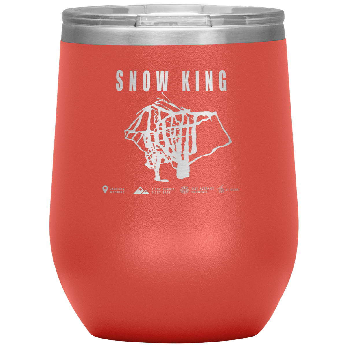 Snow King Wyoming Ski Trail Map Wine 12oz Tumbler - Powderaddicts