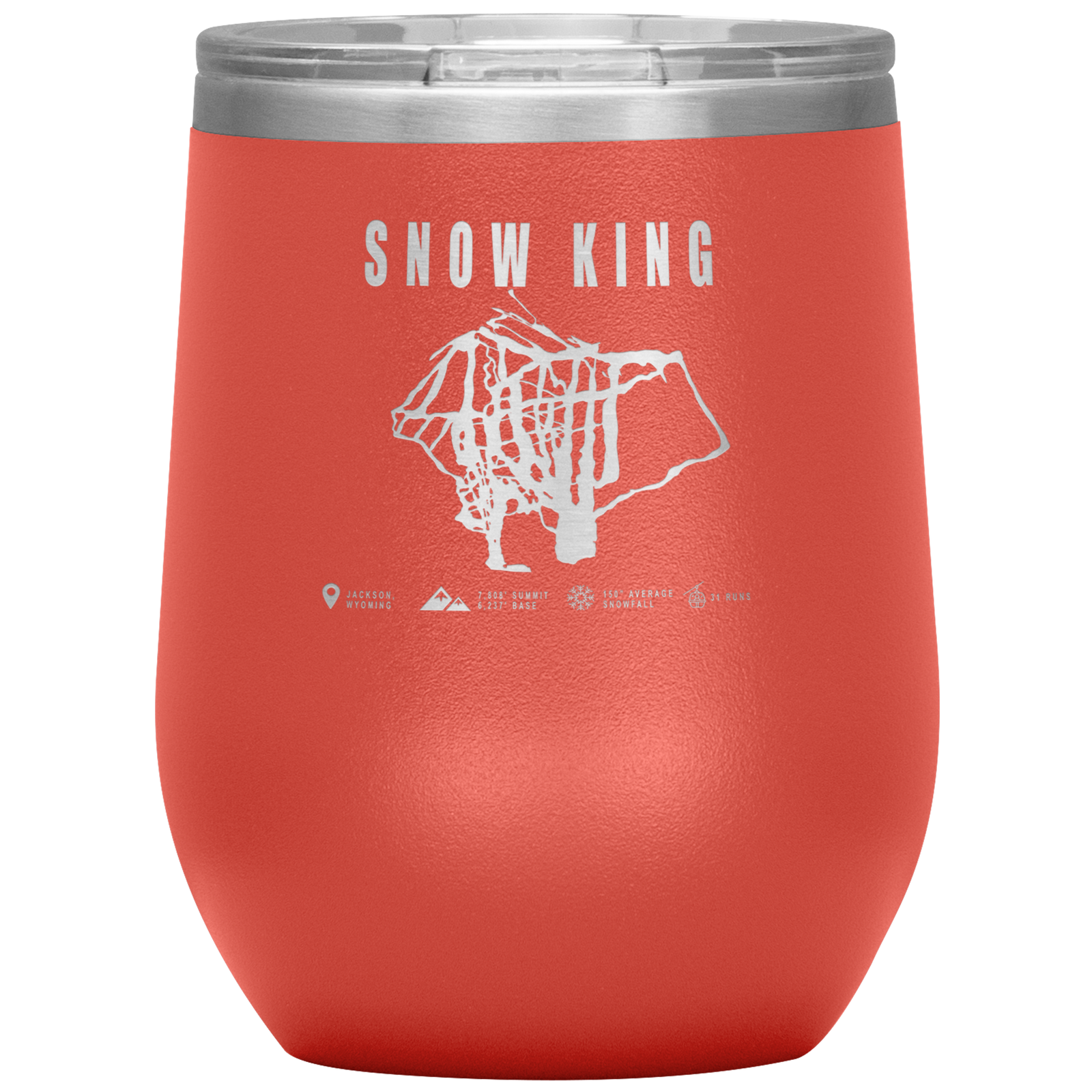 Snow King Wyoming Ski Trail Map Wine 12oz Tumbler - Powderaddicts