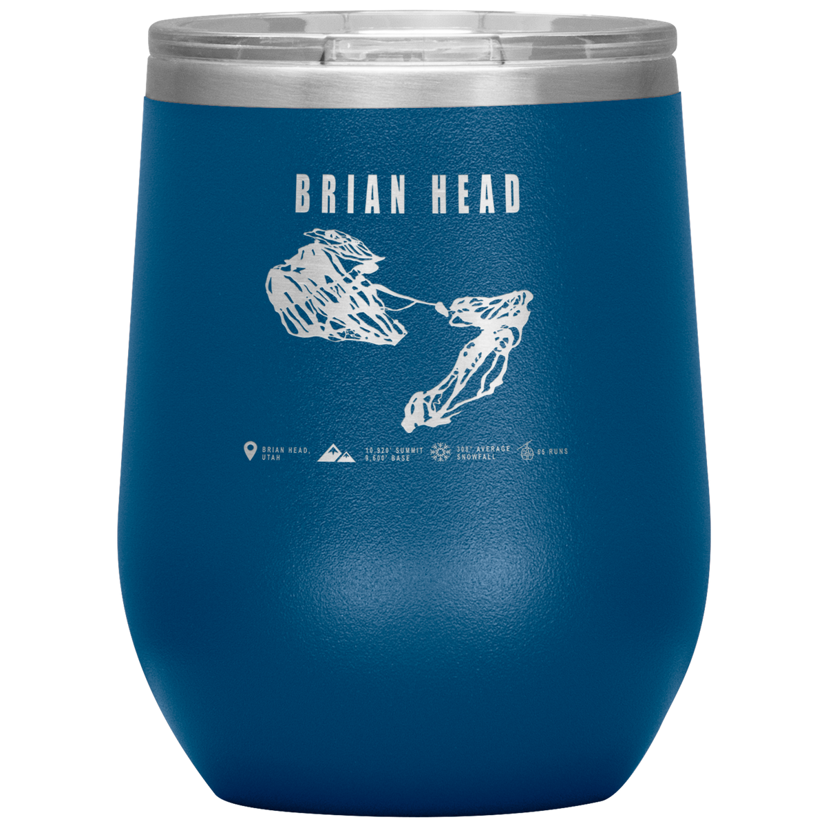 Brian Head,Utah Ski Trail Map Wine 12oz Tumbler - Powderaddicts