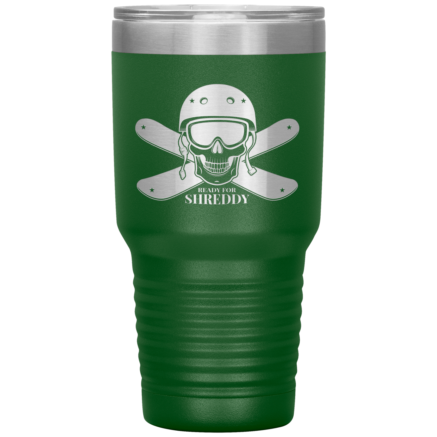 Ready For Shreddy Skeleton Skis 30oz Tumbler - Powderaddicts
