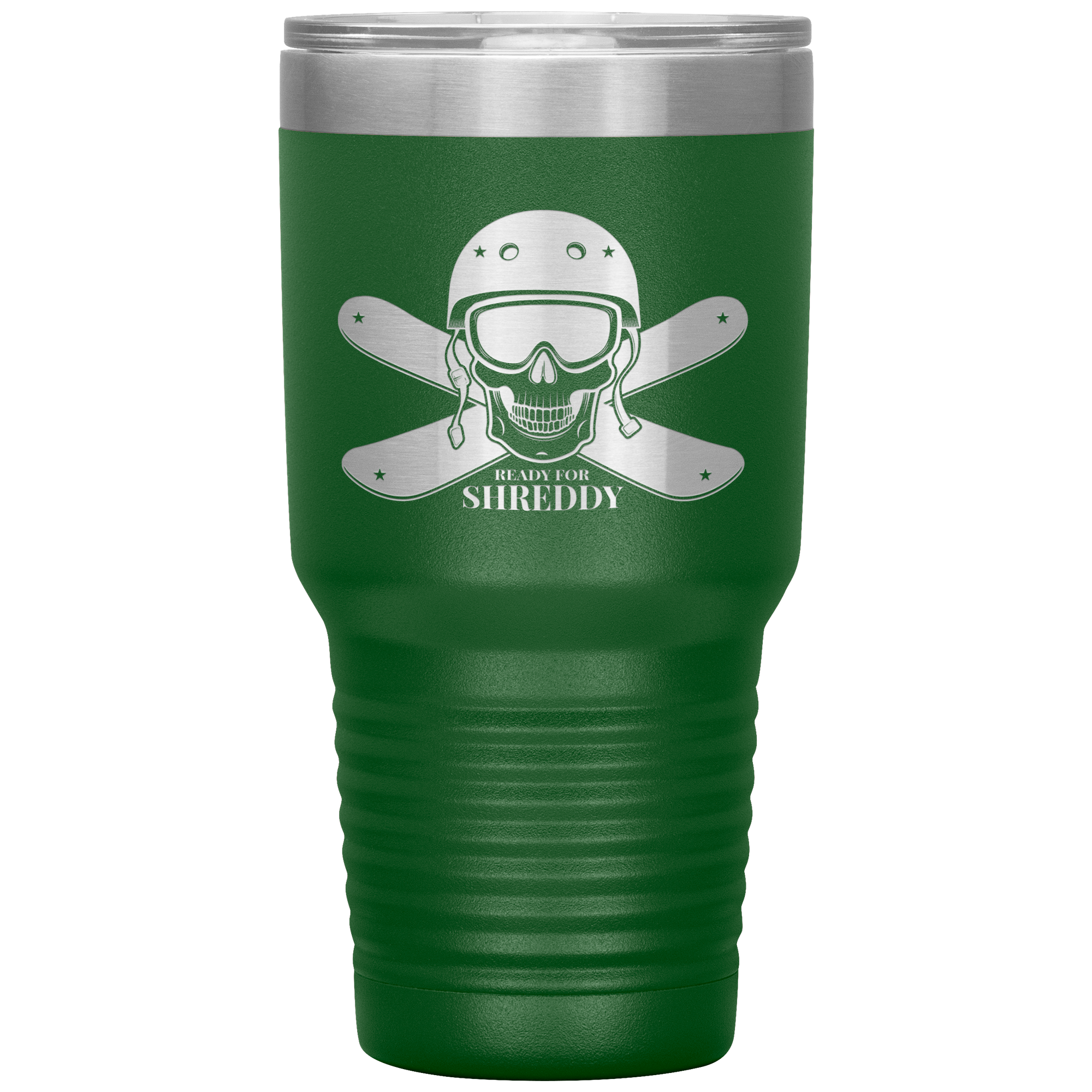 Ready For Shreddy Skeleton Skis 30oz Tumbler - Powderaddicts