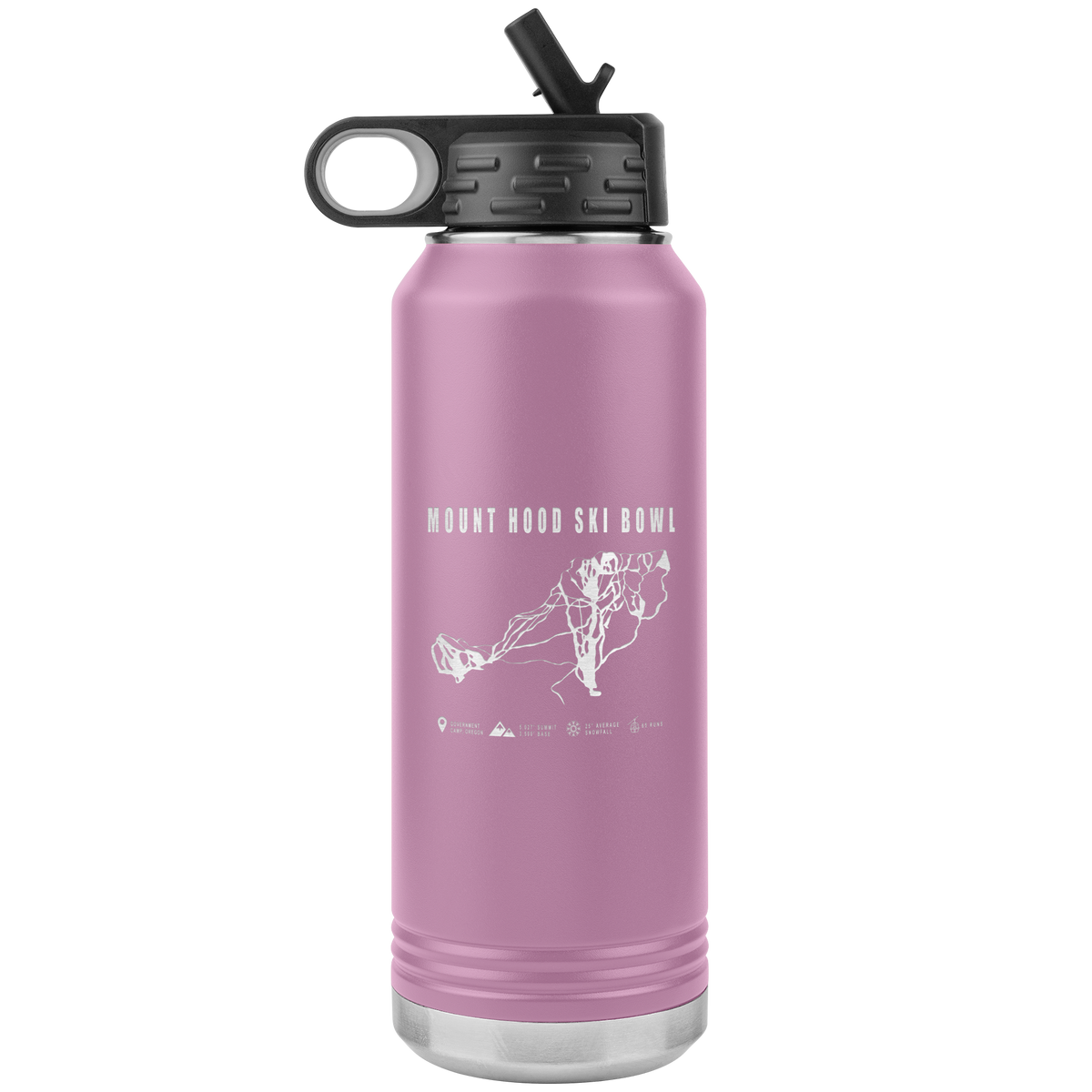 Mount Hood Ski Bowl, Oregon Ski Trail Map 32oz Water Bottle Tumbler - Powderaddicts