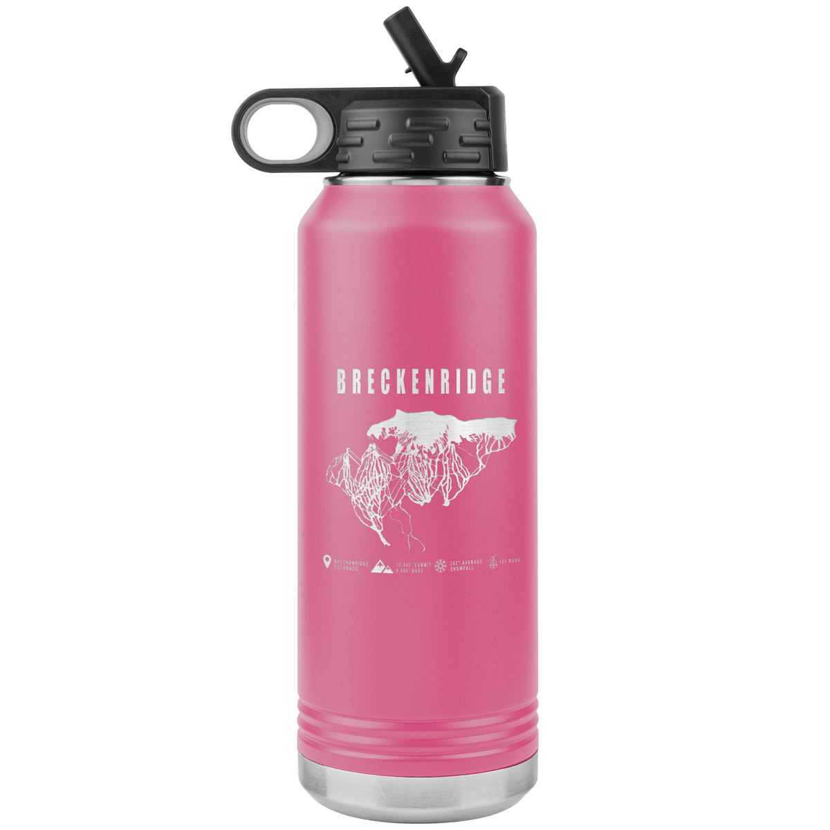 Breckenridge Colorado Ski Trail Map 32oz Water Bottle Tumbler - Powderaddicts