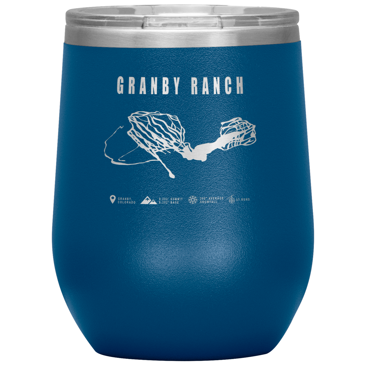 Granby Ranch Colorado Ski Trail Map Wine 12oz Tumbler - Powderaddicts