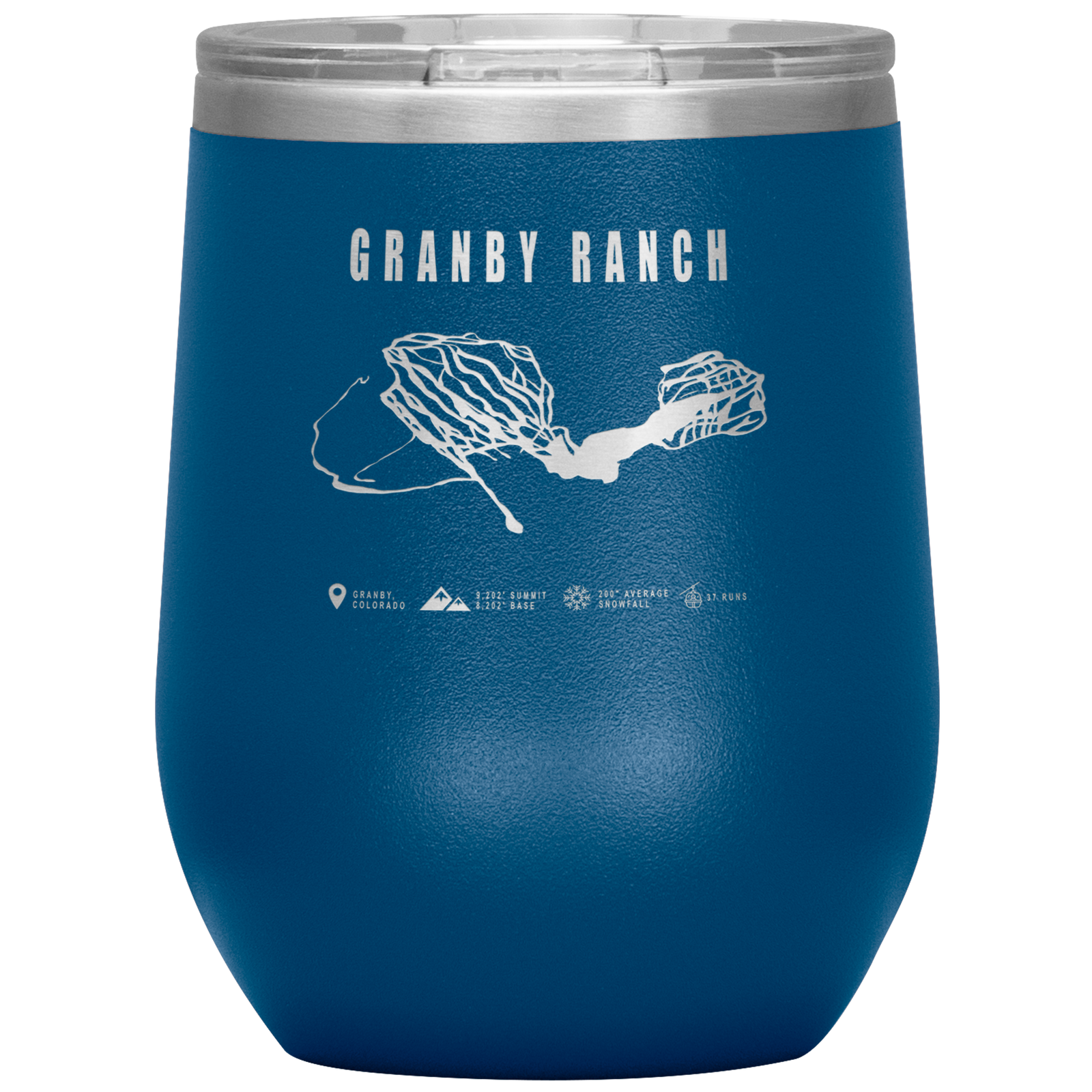 Granby Ranch Colorado Ski Trail Map Wine 12oz Tumbler - Powderaddicts