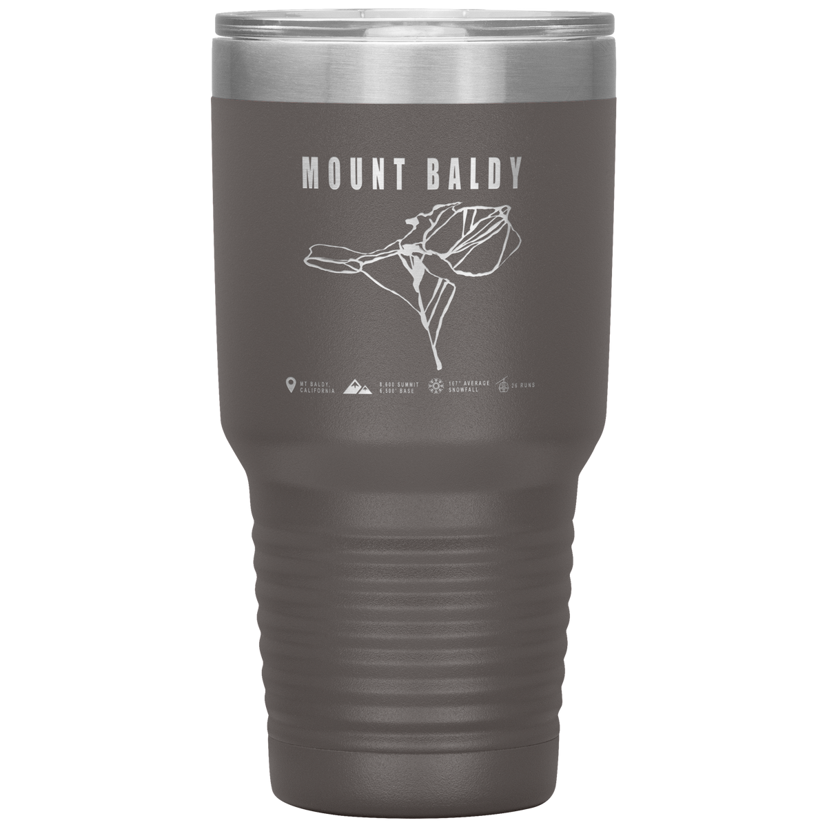 Mount Baldy, California Ski Trail Map 30oz Tumbler - Powderaddicts