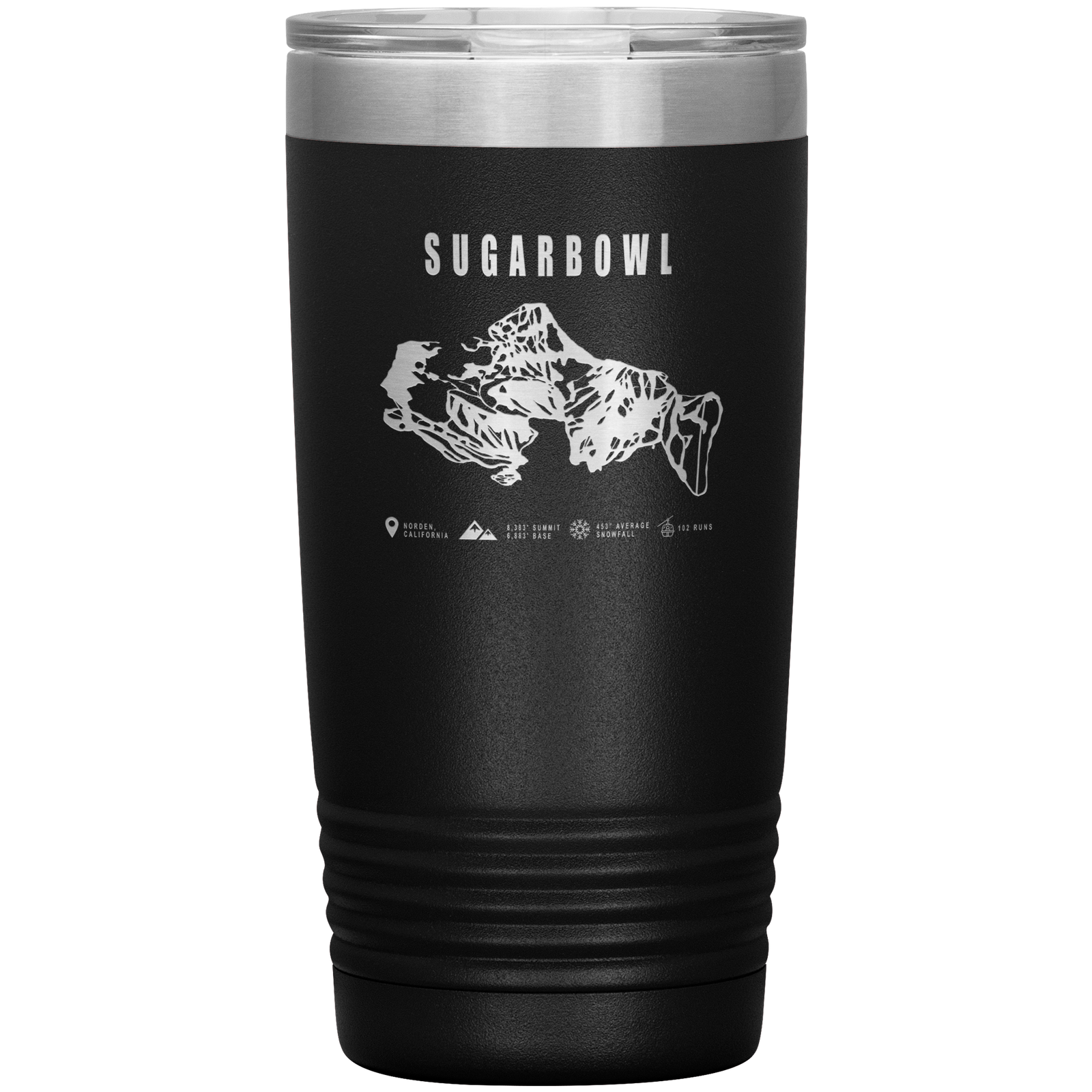 Sugarbowl, California Ski Trail Map 20oz Tumbler - Powderaddicts