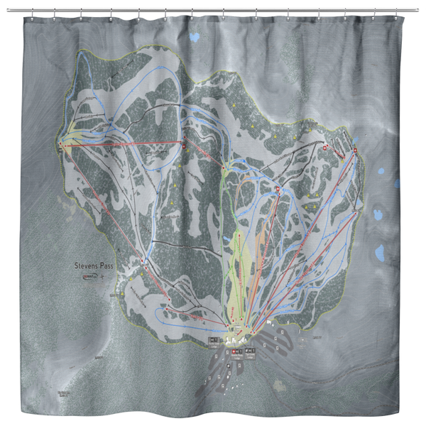 Stevens Pass Ski Trail Map Shower Curtain Powderaddicts