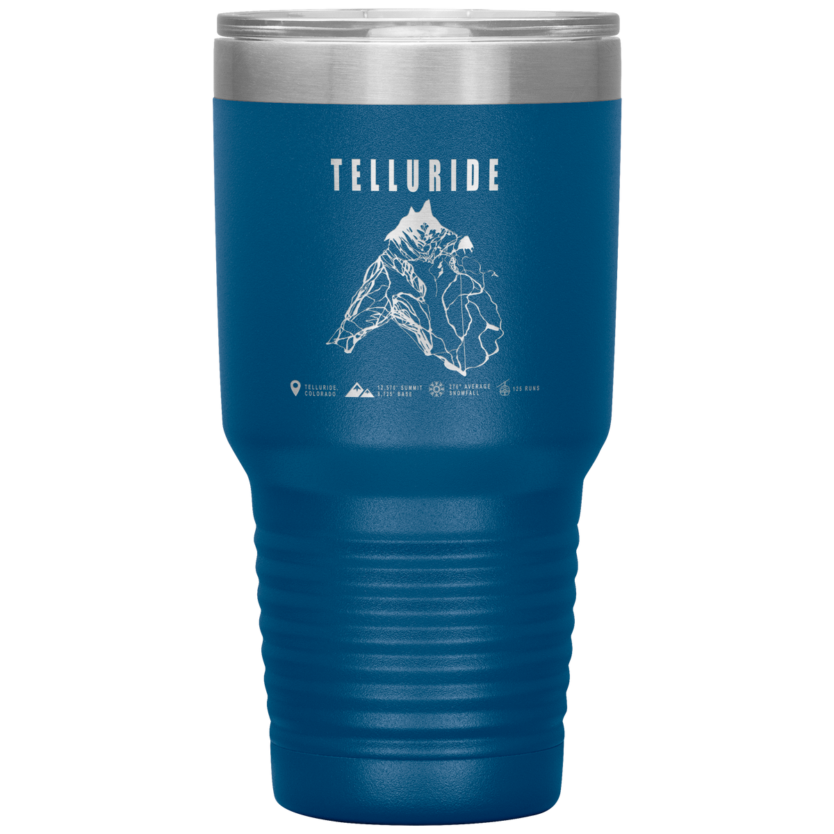 Telluride Colorado Ski Trail Map 30oz Tumbler - Powderaddicts