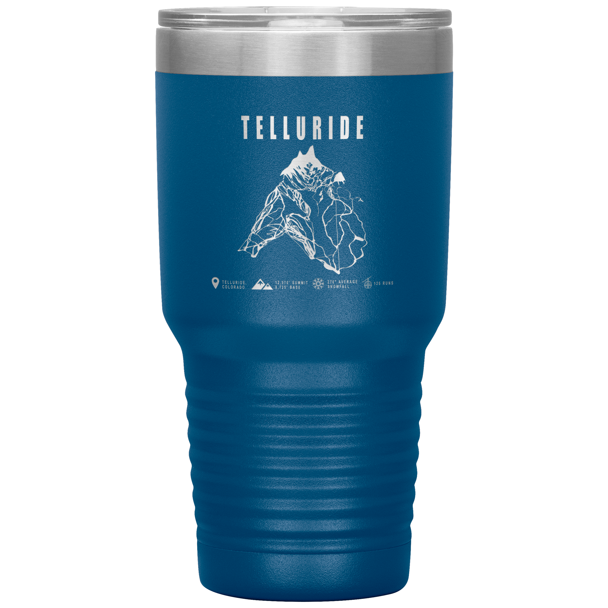 Telluride Colorado Ski Trail Map 30oz Tumbler - Powderaddicts