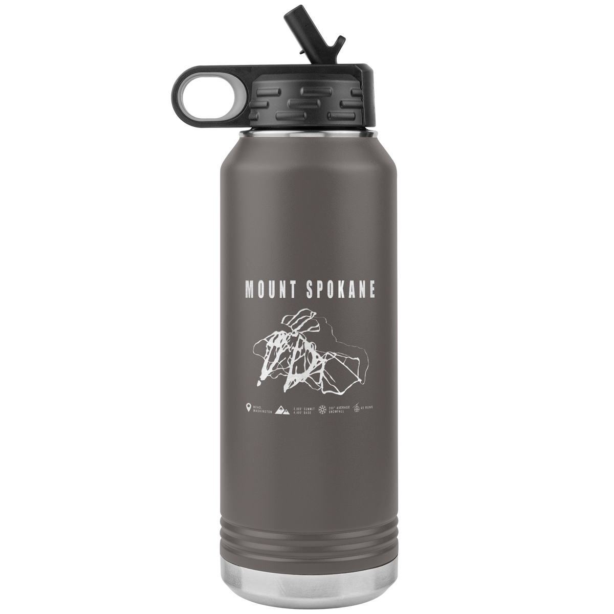Mount Spokane, Washington Ski Trail Map 32oz Water Bottle Tumbler - Powderaddicts