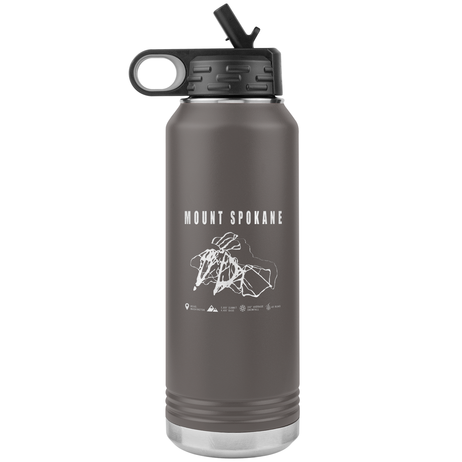 Mount Spokane, Washington Ski Trail Map 32oz Water Bottle Tumbler - Powderaddicts