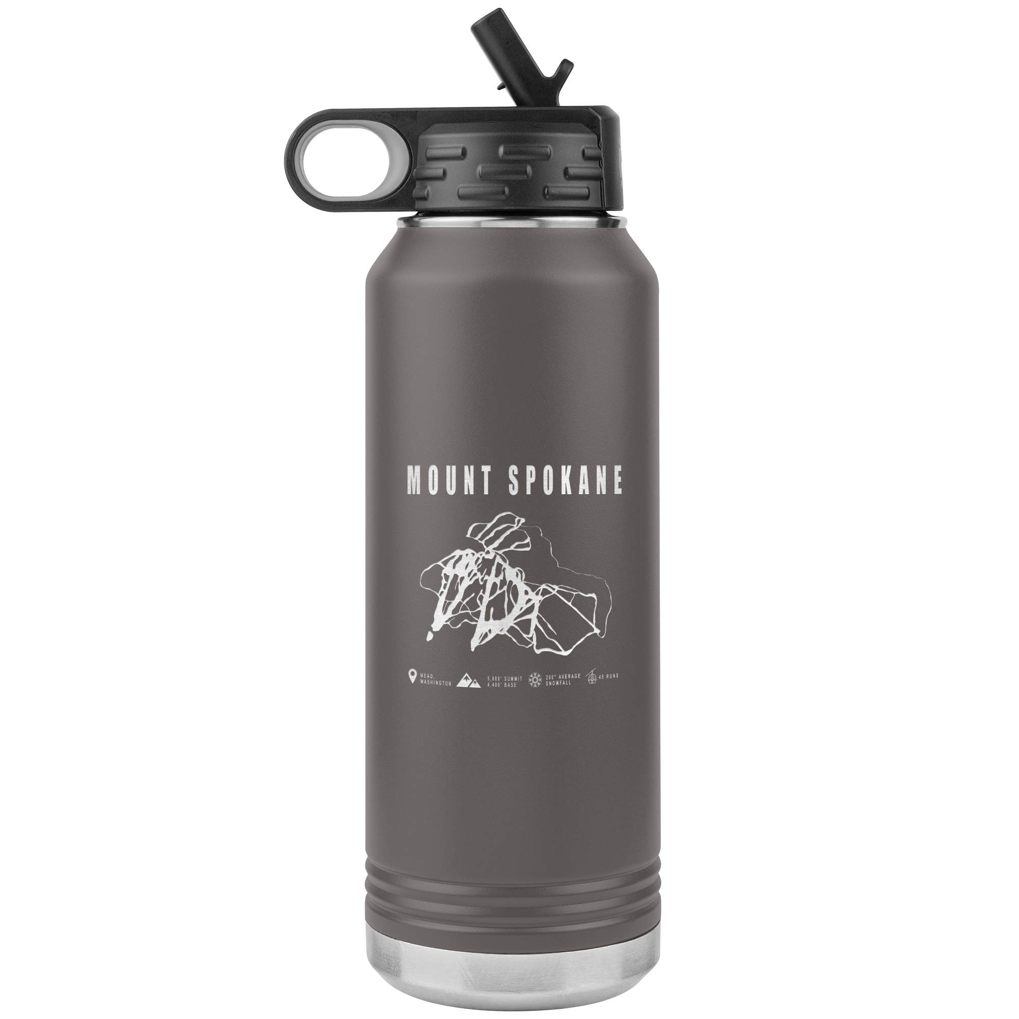 Mount Spokane, Washington Ski Trail Map 32oz Water Bottle Tumbler - Powderaddicts