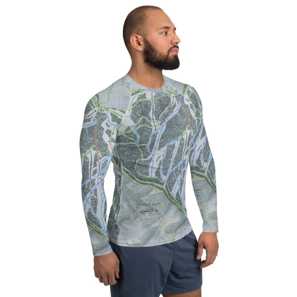 Kelly Canyon, Idaho Ski Trail Map Men's Base Layer Top - Powderaddicts