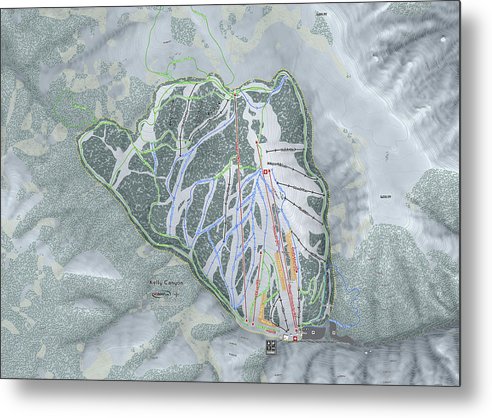 Kelly Canyon Ski Trail Map - Metal Print - Powderaddicts