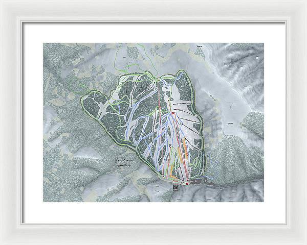 Kelly Canyon Ski Trail Map - Framed Print - Powderaddicts