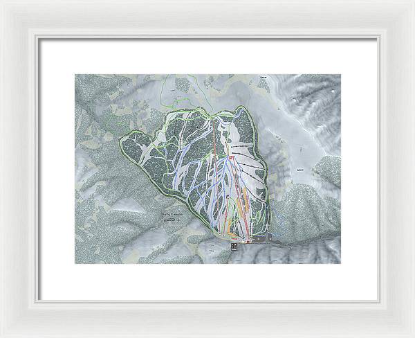 Kelly Canyon Ski Trail Map - Framed Print - Powderaddicts