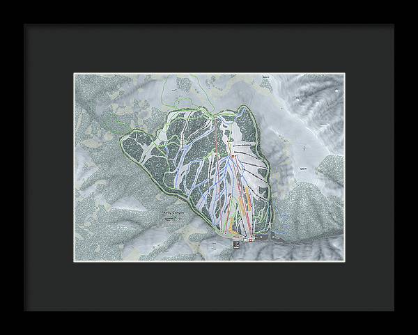 Kelly Canyon Ski Trail Map - Framed Print - Powderaddicts