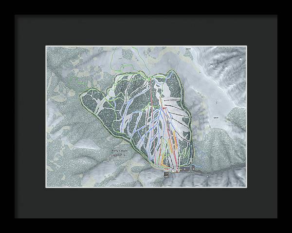 Kelly Canyon Ski Trail Map - Framed Print - Powderaddicts