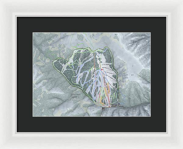 Kelly Canyon Ski Trail Map - Framed Print - Powderaddicts