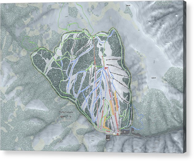 Kelly Canyon Ski Trail Map - Acrylic Print - Powderaddicts