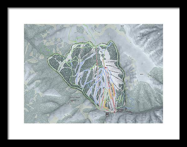 Kelly Canyon Ski Trail Map - Framed Print - Powderaddicts
