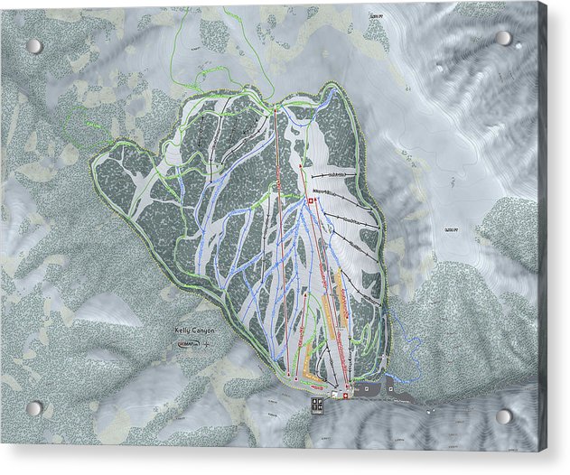Kelly Canyon Ski Trail Map - Acrylic Print - Powderaddicts