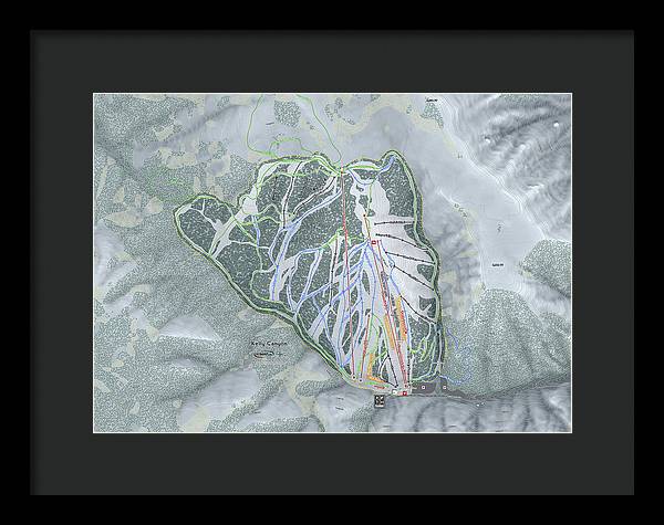 Kelly Canyon Ski Trail Map - Framed Print - Powderaddicts