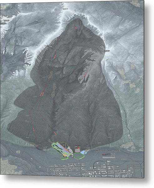 Kendall Mtn Ski Trail Map - Metal Print - Powderaddicts
