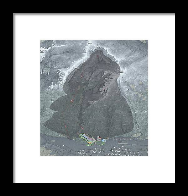 Kendall Mtn Ski Trail Map - Framed Print - Powderaddicts