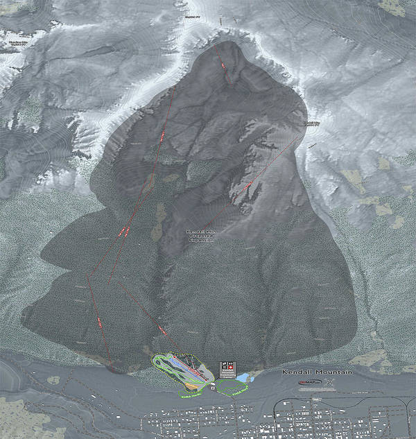 Kendall Mtn Ski Trail Map - Art Print - Powderaddicts