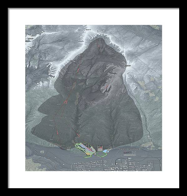 Kendall Mtn Ski Trail Map - Framed Print - Powderaddicts