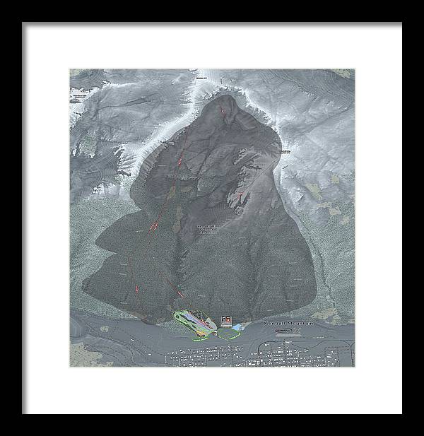 Kendall Mtn Ski Trail Map - Framed Print - Powderaddicts