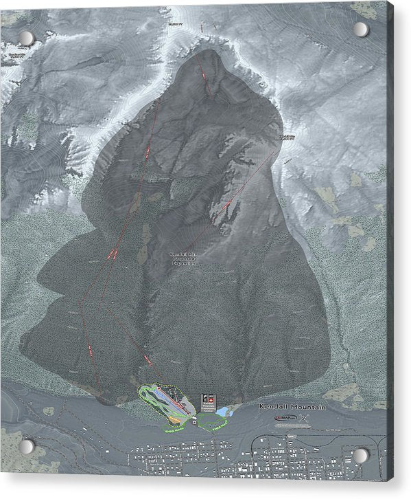 Kendall Mtn Ski Trail Map - Acrylic Print - Powderaddicts