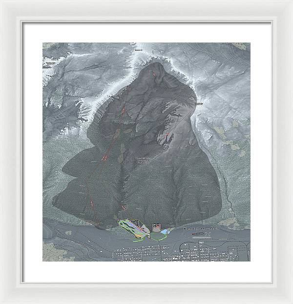 Kendall Mtn Ski Trail Map - Framed Print - Powderaddicts