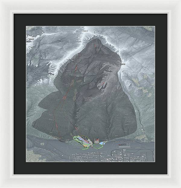 Kendall Mtn Ski Trail Map - Framed Print - Powderaddicts