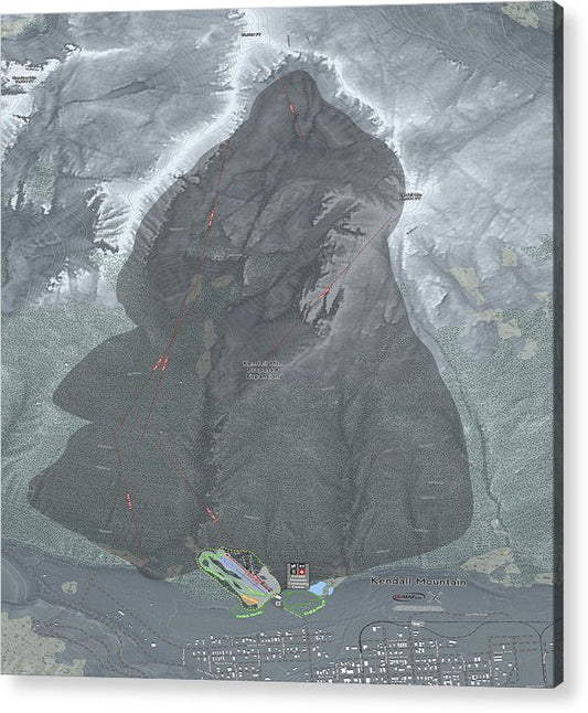 Kendall Mtn Ski Trail Map - Acrylic Print - Powderaddicts