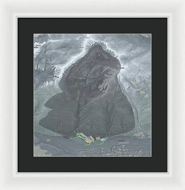 Kendall Mtn Ski Trail Map - Framed Print - Powderaddicts