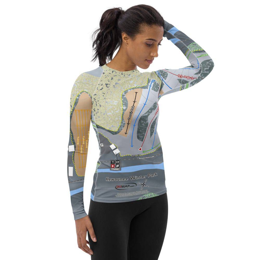 Kewaunee Winter Park, Wisconsin Ski Trail Map Women&#39;s Base Layer Top - Powderaddicts
