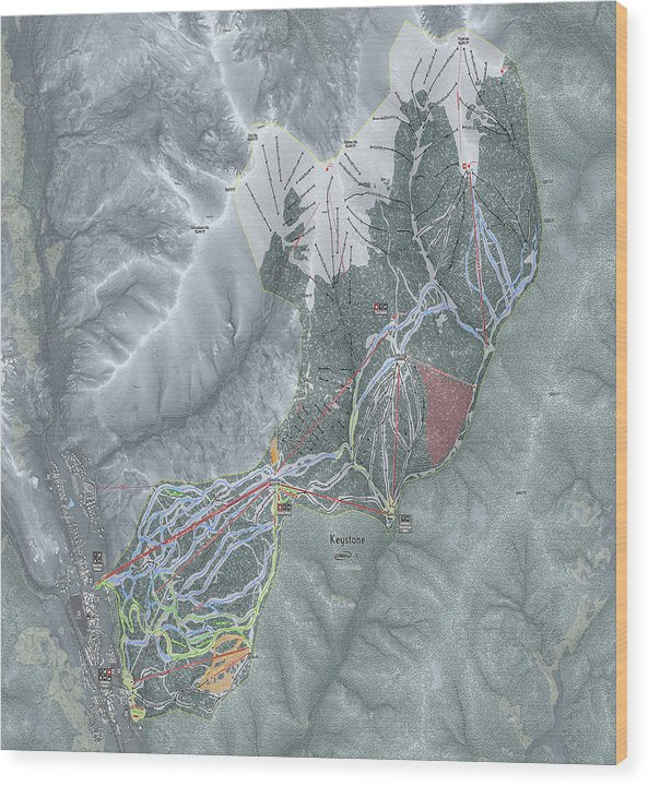 Keystone Ski Trail Map - Wood Print - Powderaddicts