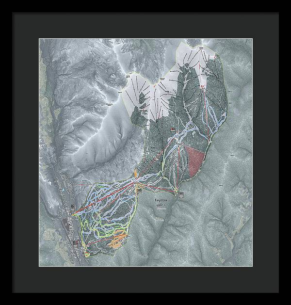 Keystone Ski Trail Map - Framed Print - Powderaddicts