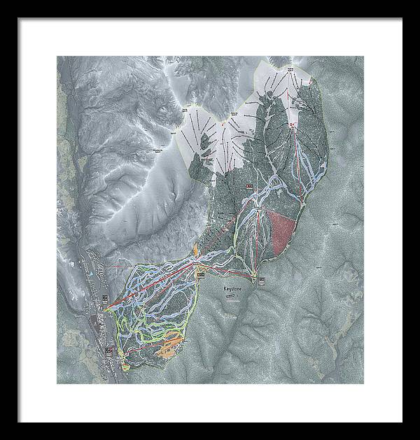 Keystone Ski Trail Map - Framed Print - Powderaddicts