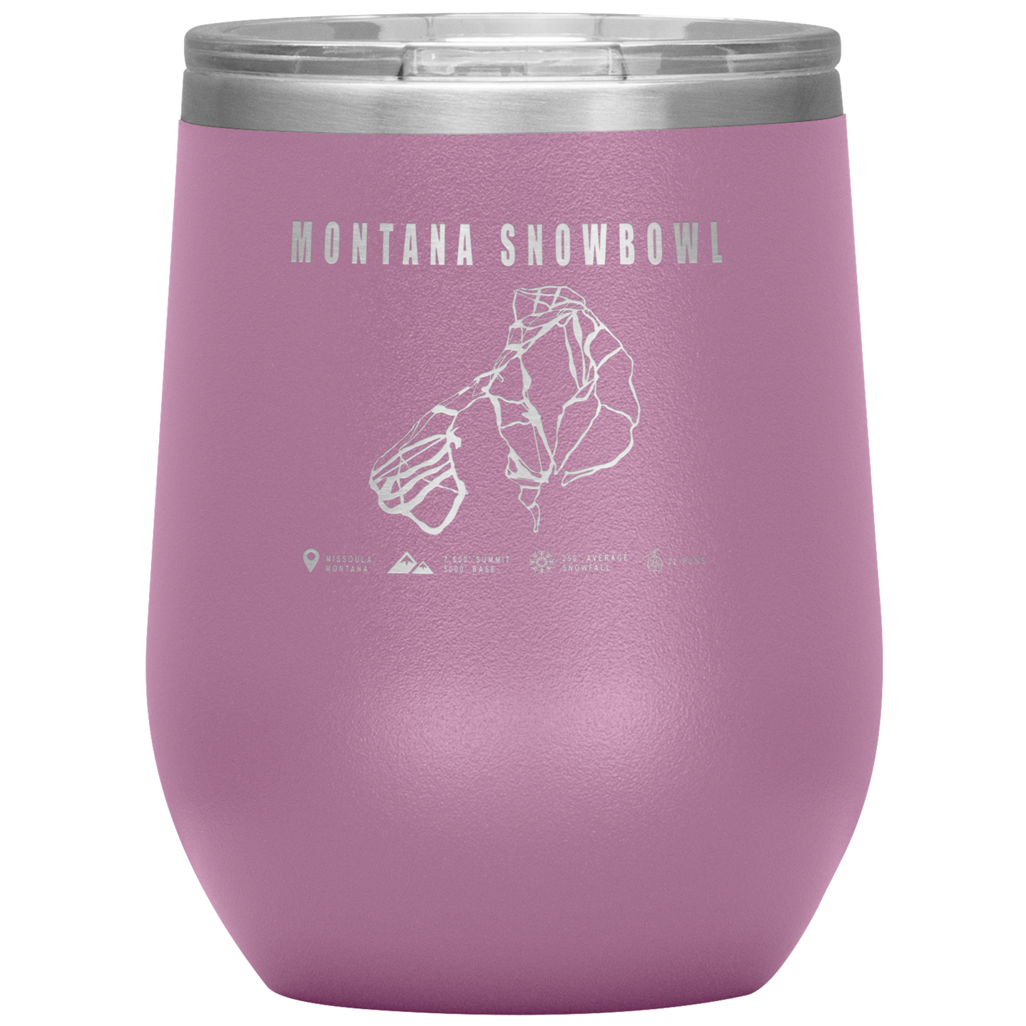 Montana Snowbowl, Montana Ski Trail Map Wine 12oz Tumbler - Powderaddicts