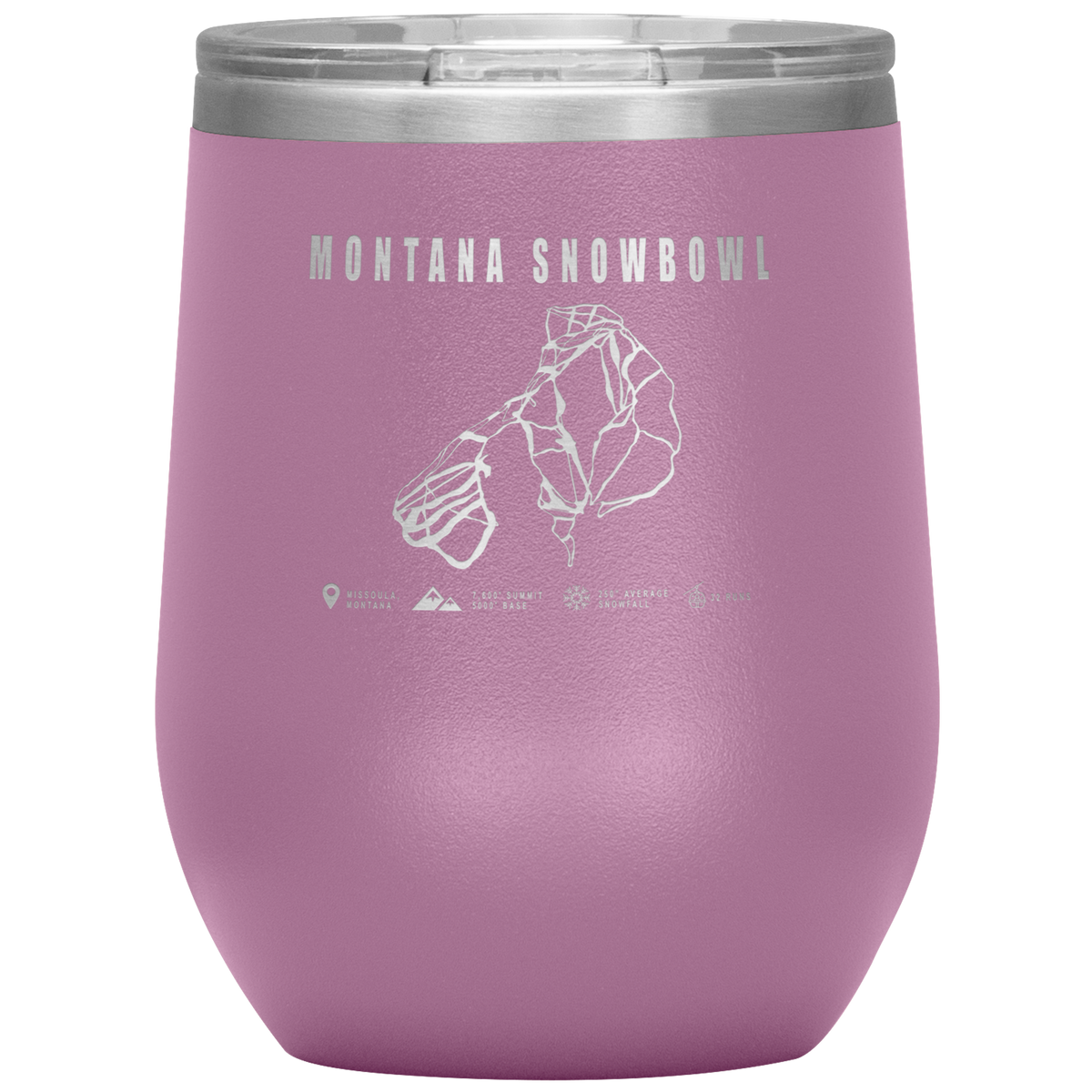 Montana Snowbowl, Montana Ski Trail Map Wine 12oz Tumbler - Powderaddicts