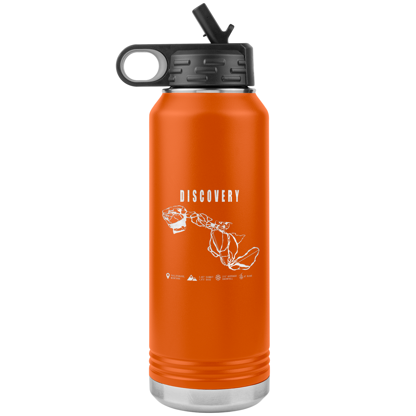 Discovery Montana Ski Trail Map 32oz Water Bottle Tumbler - Powderaddicts