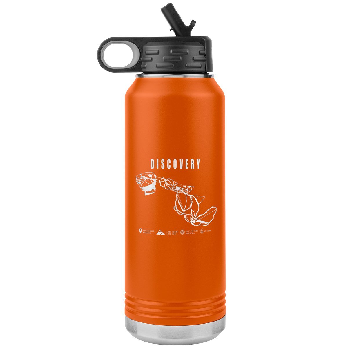 Discovery Montana Ski Trail Map 32oz Water Bottle Tumbler - Powderaddicts