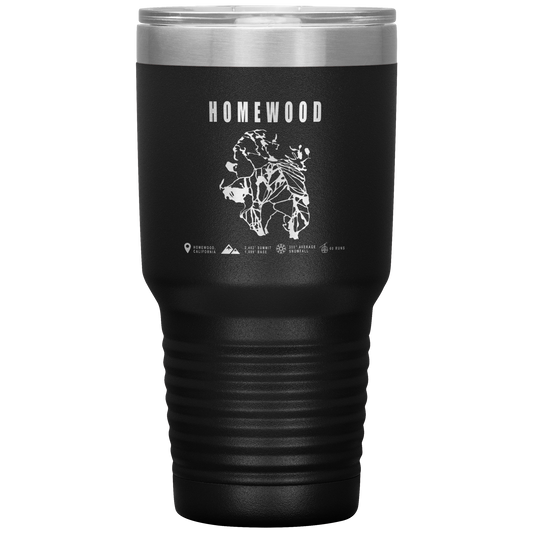 Homewood, California Ski Trail Map 30oz Tumbler - Powderaddicts