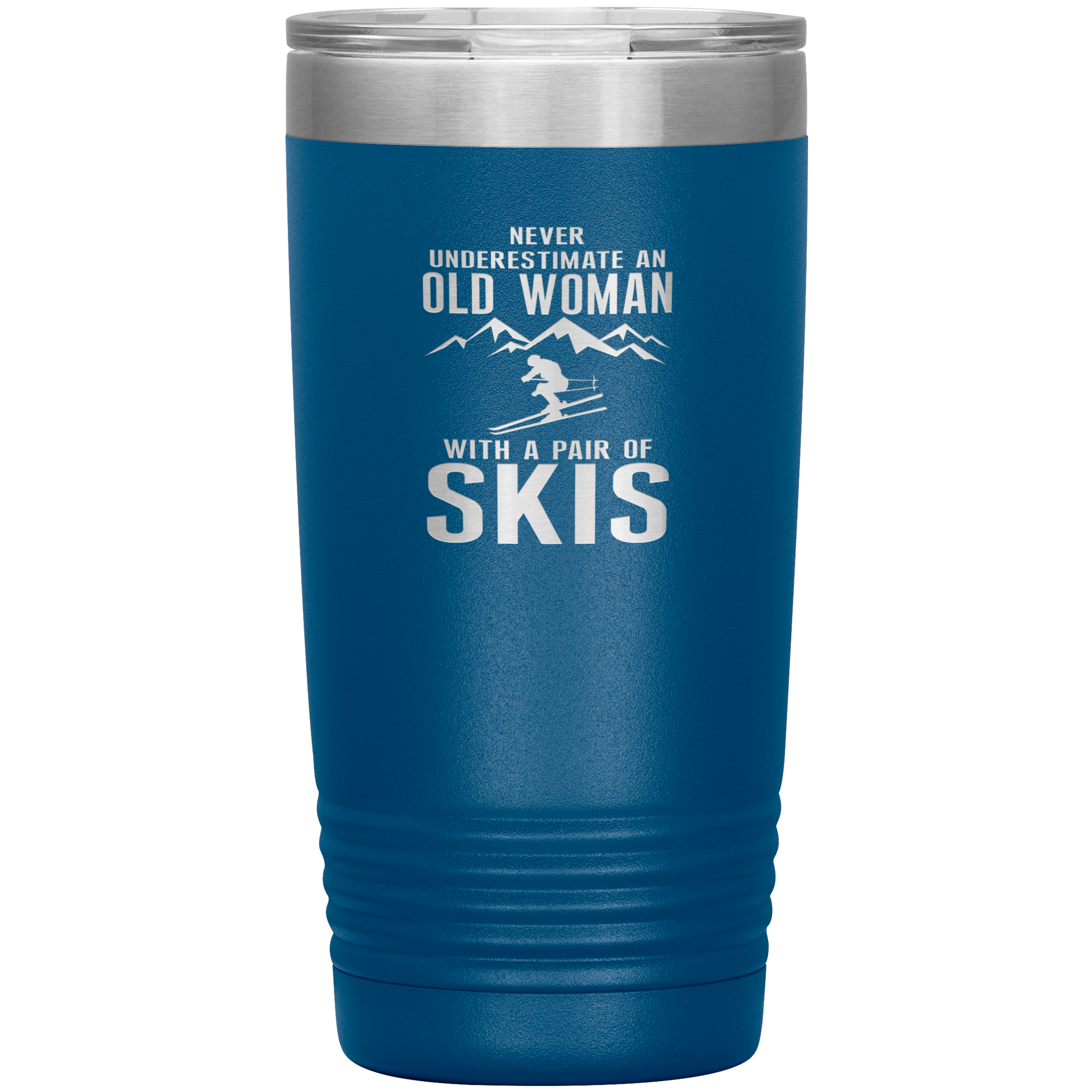 Never Underestimate An Old Woman With A Pair Of Skis 20oz Tumbler - Powderaddicts