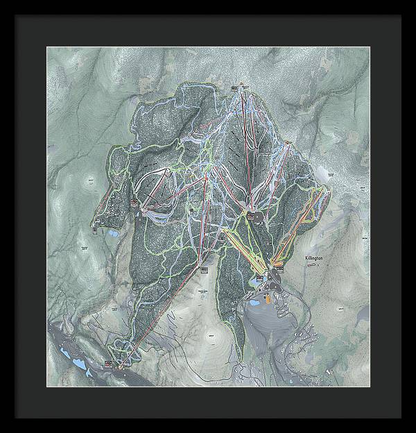 Killington Ski Trail Map - Framed Print - Powderaddicts